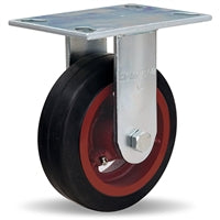 Vanguard Rigid Caster with 6" x 2" Mold-On Rubber (70A) on Cast Iron Wheel with 3/4" Straight Roller Bearing