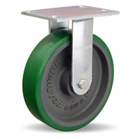 Vanguard Rigid Caster with 8" x 2" Duralast Polyurethane (95A) on Cast Iron Wheel with 1/2" Sealed Precision Ball Bearings