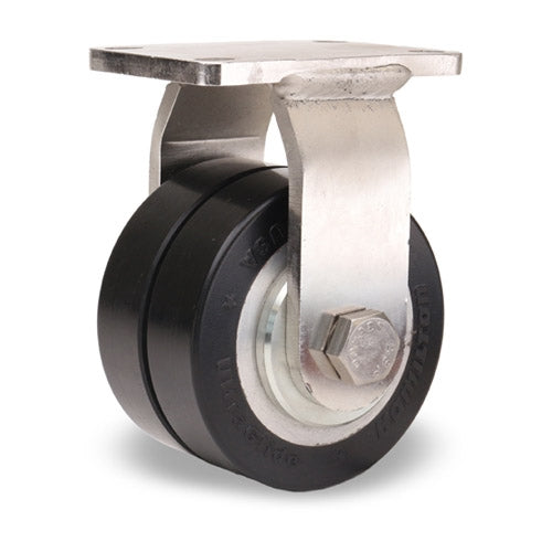 R-ENS-35SWF70D Hamilton Rigid Caster: 3 1/2" UltraGlide Twin Wheel with Sealed Bearings - Industrial Grade Stainless Steel