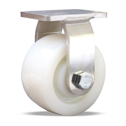 R-ENS-4WNSB Hamilton Endurance Rigid Caster - 4" x 2" White Nylon Wheel with 1/2" Stainless Steel Bearings