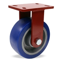 Hamilton ForgeMaster Rigid Caster with 8" x 3" Ergo-Glide XT 1" thick Polyurethane (82A) on Cast Iron Wheel with 3/4" Sealed Precision Ball Bearings