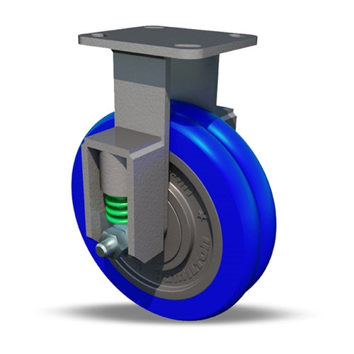 Hamilton 6" Rigid Caster - 1450 lbs Load Capacity - Spring Loaded Workhorse with UltraGlide Ergo Polyurethane Wheel, Sealed Precision Bearings - Industrial & Warehouse