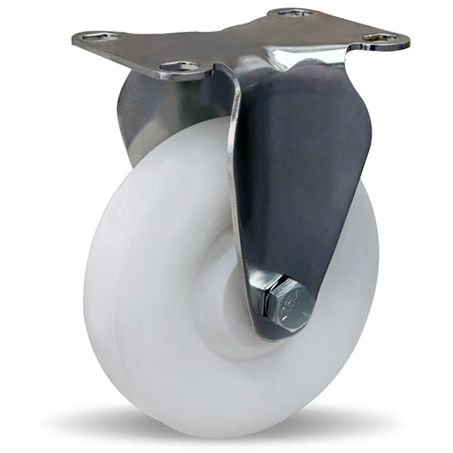 R-STL-4A Hamilton Stainless Steel Rigid Caster with 4" x 1 3/8" Aqualite Polyolefin Wheel - Industrial Grade, 1/2" Plain Bore