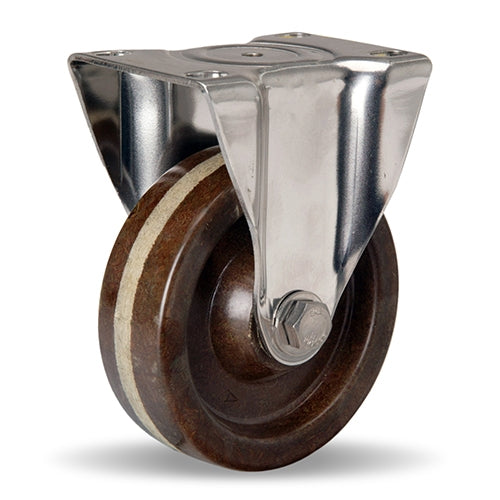 R-STL-4HHP Hamilton Stainless Steel Rigid Caster - 4" x 1 1/4" Plastex Phenolic Wheel - Corrosion-Resistant with 1/2" Plain Bore