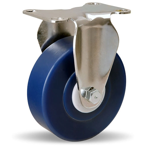 R-STL-4UYZ Hamilton Stainless Steel Rigid Caster: 4" x 1 1/4" Unilast Solid Polyurethane Wheel, 75D Hardness, 1/2" Delrin Bearing - Premium Heavy-Duty Mobility