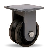 R-WH-4V Hamilton Workhorse Rigid Caster | 4x2" V-Grooved Wheel | 3/4" Straight Roller Bearing | Industrial Mobility Solution