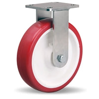 R-WHS-8NFZ Hamilton Stainless Steel Workhorse Rigid Caster - 8"x2" Poly-Tech Polyurethane Wheel, 3/4" Delrin Bearing - Premium Quality for Industrial & Commercial Use