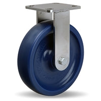 R-WHS-8UYZ Hamilton Stainless Steel Rigid Caster - 8"x2" Unilast Polyurethane (75D) Wheel - Heavy-Duty Industrial Grade with 3/4" Delrin Bearing