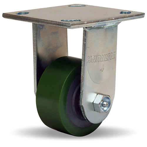 Hamilton Whirlaway 475 lbs Load Capacity Rigid Caster - 3.25" x 1.5" Duralast Polyurethane Wheel (95A) on Cast Iron, 3/4" Straight Roller Bearing