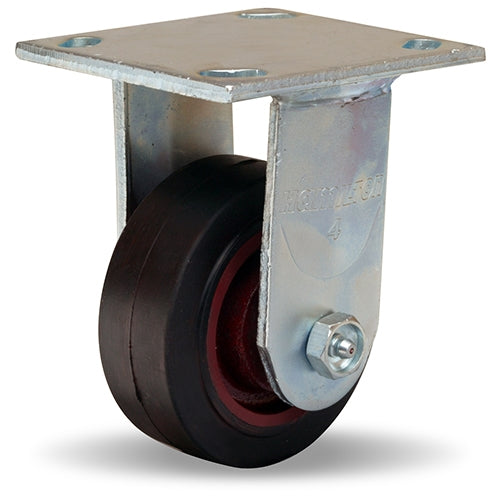 Hamilton Whirlaway 4-Inch Rigid Caster - 200 lbs Load Capacity, 1.5" Mold-On Rubber Wheel, 70A, Cast Iron, 3/4" Straight Roller Bearing - Durable Industrial Caster