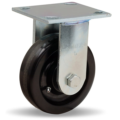 Hamilton Whirlaway 600 lbs Capacity Rigid Caster - 5 inch Plastex Phenolic Wheel, 1.5" Width, 3/4" Straight Roller Bearing