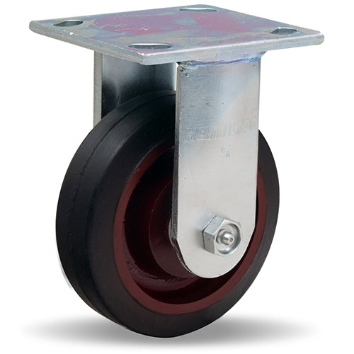 Hamilton Whirlaway 5-Inch Rigid Caster - 240 lbs Load Capacity, 1.5" Wide Mold-On Rubber Wheel (70A), Cast Iron, 3/4" Straight Roller Bearing - R-WW-5R