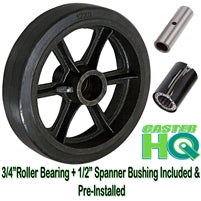 12" x 2-1/2" Rubber on Cast Iron Wheel - 1,200 lbs cap.