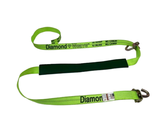 2" x 10' Diamond Weave Polyester Wheel Strap with Swivel J Hooks and Low Profile Grip Sleeve