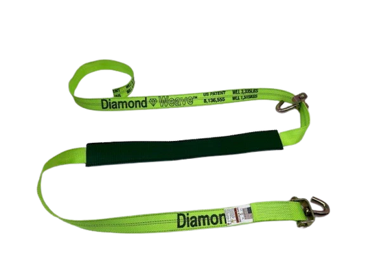 2" x 10' Diamond Weave Polyester Wheel Strap with Swivel J Hooks and Low Profile Grip Sleeve