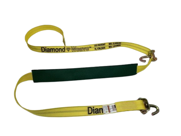 2" x 12' Diamond Weave Ratchet Strap with Swivel J Hooks and Low Profile Grip Sleeve