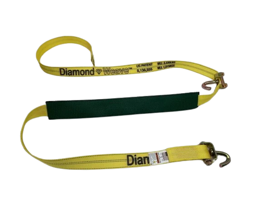 2" x 12' Diamond Weave Ratchet Strap with Swivel J Hooks and Low Profile Grip Sleeve