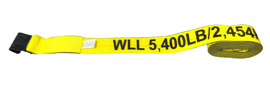 4" x 30' Heavy Duty Winch Strap with Flat Hook - 5,400 lbs WLL