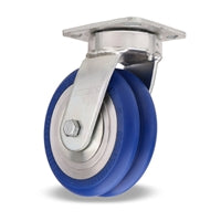 S-52K-6SWC85 Hamilton Standard Duty Swivel Caster - 6"x2" UltraGlide Twin Wheel, Blue Tread on Aluminum Core with 3/4" Sealed Precision Bearings