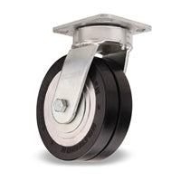 S-52K-6SWF70D Hamilton Standard Duty Swivel Caster - 6"x2" UltraGlide Twin Wheel, Aluminum Core, 3/4" Sealed Precision Ball Bearings