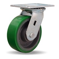 Vanguard Swivel Caster with 6" x 2" Duralast Polyurethane (95A) on Cast Iron Wheel with 1/2" Sealed Precision Ball Bearings