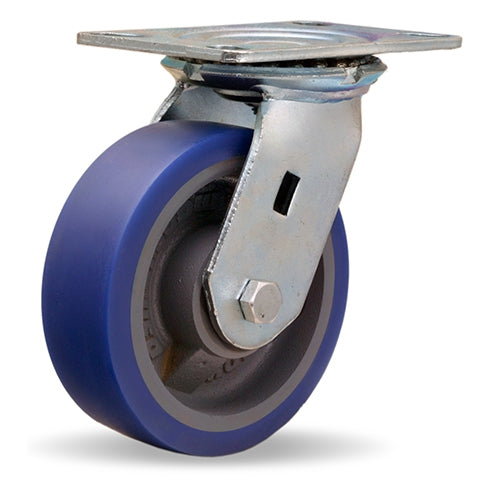 Vanguard Swivel Caster with 6" x 2" Ergo-Glide Polyurethane (85A) on Cast Iron Wheel with 1/2" Sealed Precision Ball Bearings