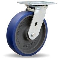 Vanguard Swivel Caster with 8" x 2" Ergo-Glide Polyurethane (85A) on Cast Iron Wheel with 1/2" Sealed Precision Ball Bearings