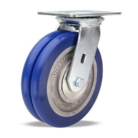 Vanguard Swivel Caster with 8" x 2" UltraGlide Ergo Polyurethane (85A) on Aluminum Wheel with 1/2" Sealed Precision Ball Bearings