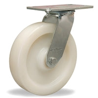 Vanguard Swivel Caster with 8" x 2" White Nylon Wheel with 1/2" Sealed Precision Ball Bearings