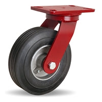 S-8008-SU Hamilton Cush-N-Flex Swivel Caster: 8" x 2-1/2" Super-Flex Rubber Wheel on Aluminum with 3/4" Roller Bearing