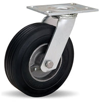 S-8208-SU Hamilton Cush-N-Flex Swivel Caster: 8" Super-Flex Rubber (60A) on Aluminum Wheel with 3/4" Roller Bearing