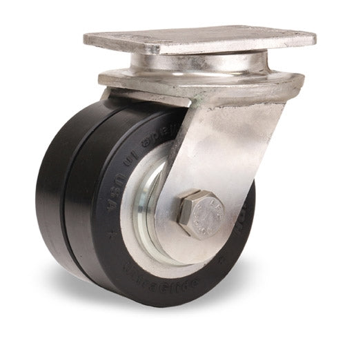 S-ENS-35SWF70D Hamilton Swivel Caster: 3 1/2" UltraGlide Twin Wheel with Sealed Bearings - Industrial Grade Stainless Steel