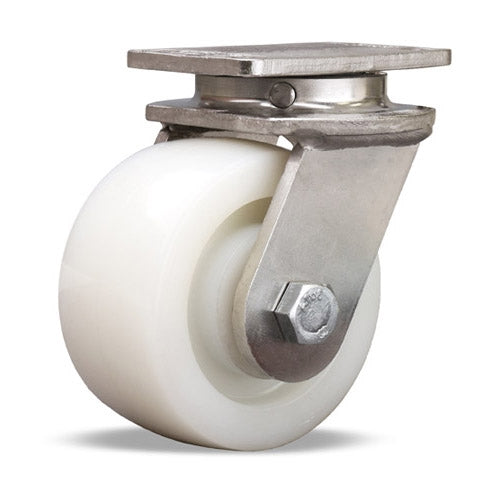 S-ENS-4WNSB Hamilton Endurance Swivel Caster - 4" x 2" White Nylon Wheel with 1/2" Stainless Steel Bearings