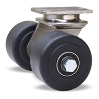 Hamilton 750 lbs. Load Capacity Stainless Steel Swivel Caster - Dual 3 1/2" x 2" Nylast Nylon Wheels - 1/2" Sealed Precision Ball Bearings - Endurance High Performance