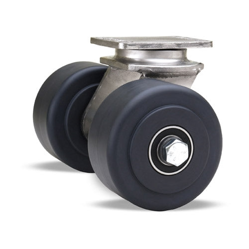 Hamilton 750 lbs. Load Capacity Stainless Steel Swivel Caster - Dual 4" x 2" Nylast™ High Performance Nylon Wheels with 1/2" Sealed Precision Ball Bearings - Endurance Series