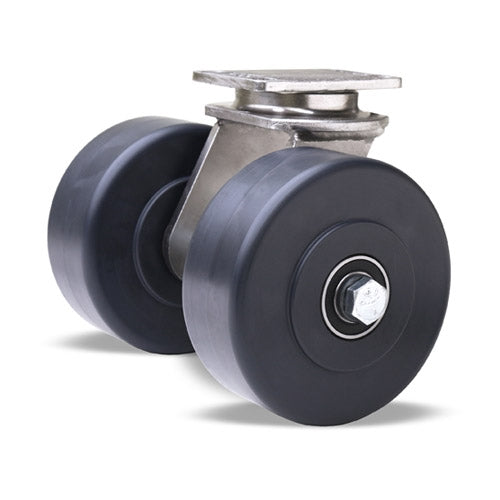 Hamilton 750 lbs. Load Capacity Stainless Steel Swivel Caster – Dual 5"x2" Nylast Nylon Wheels with 1/2" Sealed Precision Bearings – Endurance Series S-ENS2-5NYSB