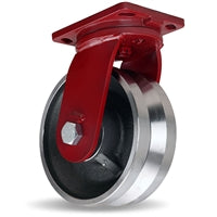 10,000 lbs Load Capacity Hamilton Swivel Caster - 10"x4" Forged Steel V-Grooved Wheel - Enhanced Precision Super Duty with 1 1/4" Tapered Roller Bearing - S-EPSD-104FVT