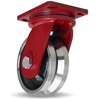 S-EPSD-83FVH Hamilton Enhanced Precision | Super Duty Swivel Caster with 8"x3" Forged Steel V-Grooved Wheel | 1 1/4" Roller Bearing for Industrial Use