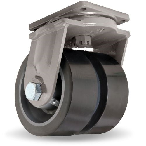 Hamilton Maxi-Duty 10x4 Dual Swivel Caster - 10,000 lbs Load Capacity with DuraGlide-AGV Polyurethane on Forged Steel & 1-1/4" Precision Ball Bearing
