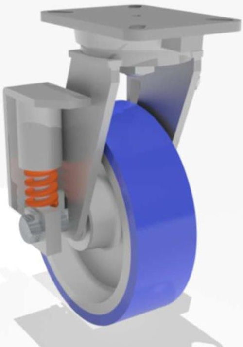 S-SPCH-13SPB-1 Hamilton Spring Loaded Swivel Caster - 10" Ergo-Glide Polyurethane on Cast Iron Wheel with 3/4" Precision Ball Bearings