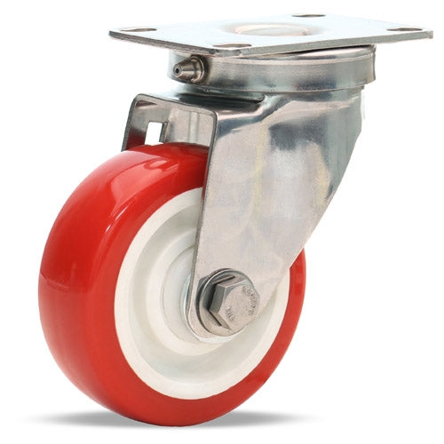 S-STL-35NFZ Hamilton Stainless Steel Swivel Caster - 3 1/2" x 1 3/8" Poly-Tech Wheel with Delrin Bearing - Heavy-Duty & Durable