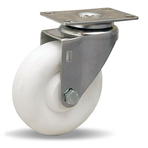 S-STL-4A Hamilton Stainless Steel Swivel Caster with 4" x 1 3/8" Aqualite Polyolefin Wheel - Industrial Grade, 1/2" Plain Bore