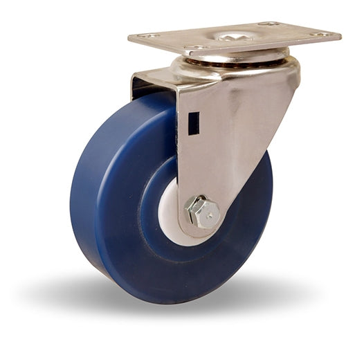 S-STL-4UYZ Hamilton Stainless Steel Swivel Caster: 4" x 1 1/4" Unilast Solid Polyurethane Wheel, 75D Hardness, 1/2" Delrin Bearing - Premium Heavy-Duty Mobility