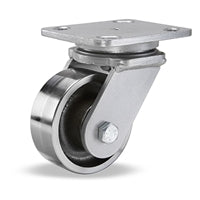 Hamilton Workhorse Swivel Caster with 4" x 2" Forged Steel Wheel with 3/4" Straight Roller Bearing