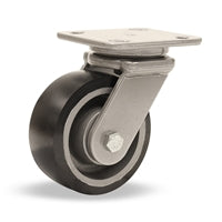 Hamilton Workhorse Swivel Caster with 5" x 2" Duralast XC Polyurethane (70D) on Cast Iron Wheel with 1/2" Sealed Precision Ball Bearings