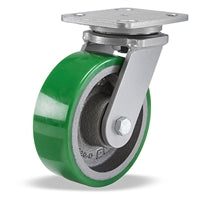 Hamilton Workhorse Swivel Caster with 6" x 2" Duralast Polyurethane (95A) on Cast Iron Wheel with 1/2" Sealed Precision Ball Bearings