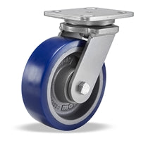 Hamilton Workhorse Swivel Caster with 6" x 2" Ergo-Glide Polyurethane (85A) on Cast Iron Wheel with 1/2" Sealed Precision Ball Bearings