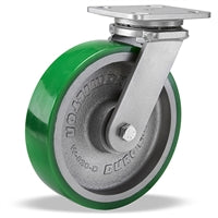 Hamilton Workhorse Swivel Caster with 8" x 2" Duralast Polyurethane (95A) on Cast Iron Wheel with 1/2" Sealed Precision Ball Bearings