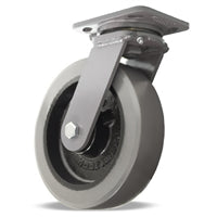 Hamilton Workhorse Swivel Caster with 8" x 2" DuraGlide Wheel 1" thick Polyurethane (95A) Wheel with 1/2" Sealed Precision Ball Bearing