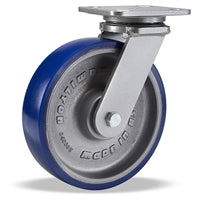 Hamilton Workhorse Swivel Caster with 8" x 2" Ergo-Glide Polyurethane (85A) on Cast Iron Wheel with 1/2" Sealed Precision Ball Bearings